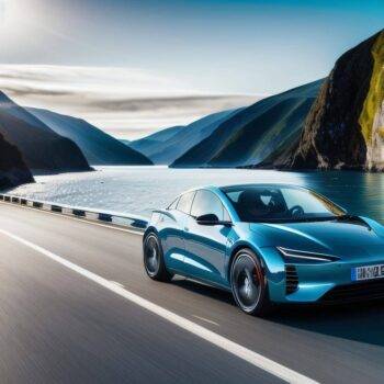 Electric Drive to Freedom: NFT Digital Art of a Shiny New Car in Seascape Landscape